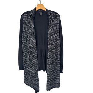 White House Black Market Womens Black Metallic Open Cardigan sweater size large